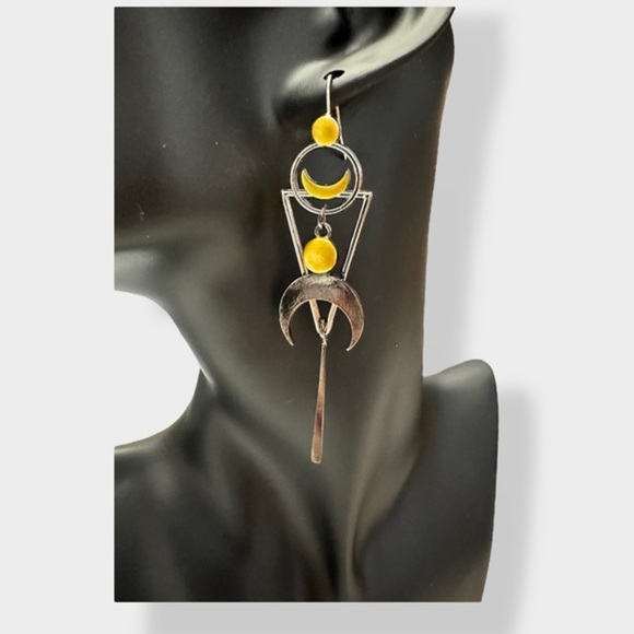 4/$25 - 
 Gold and Silver Hanging Abstract Earrings - Picture 2 of 3